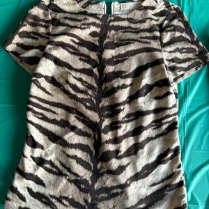 Michael Kors Brown and Tan/cream Graphic Fitted Blouse